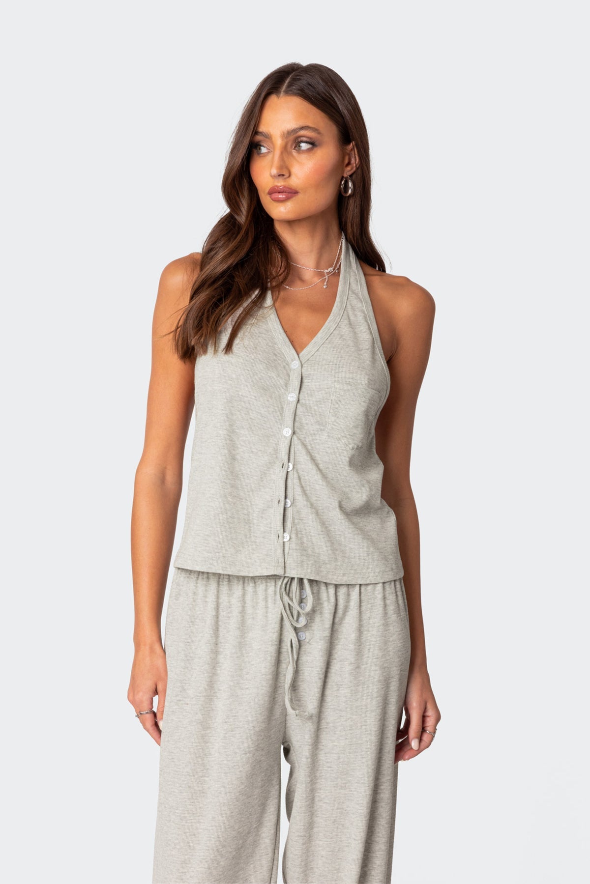 Heather Waffle Pajama Top