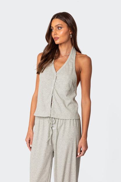 Heather Waffle Pajama Top