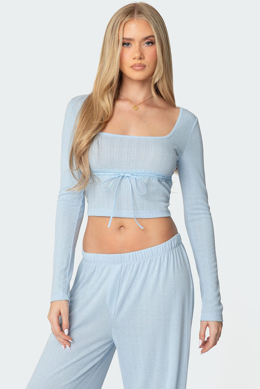 Azure Pointelle Top